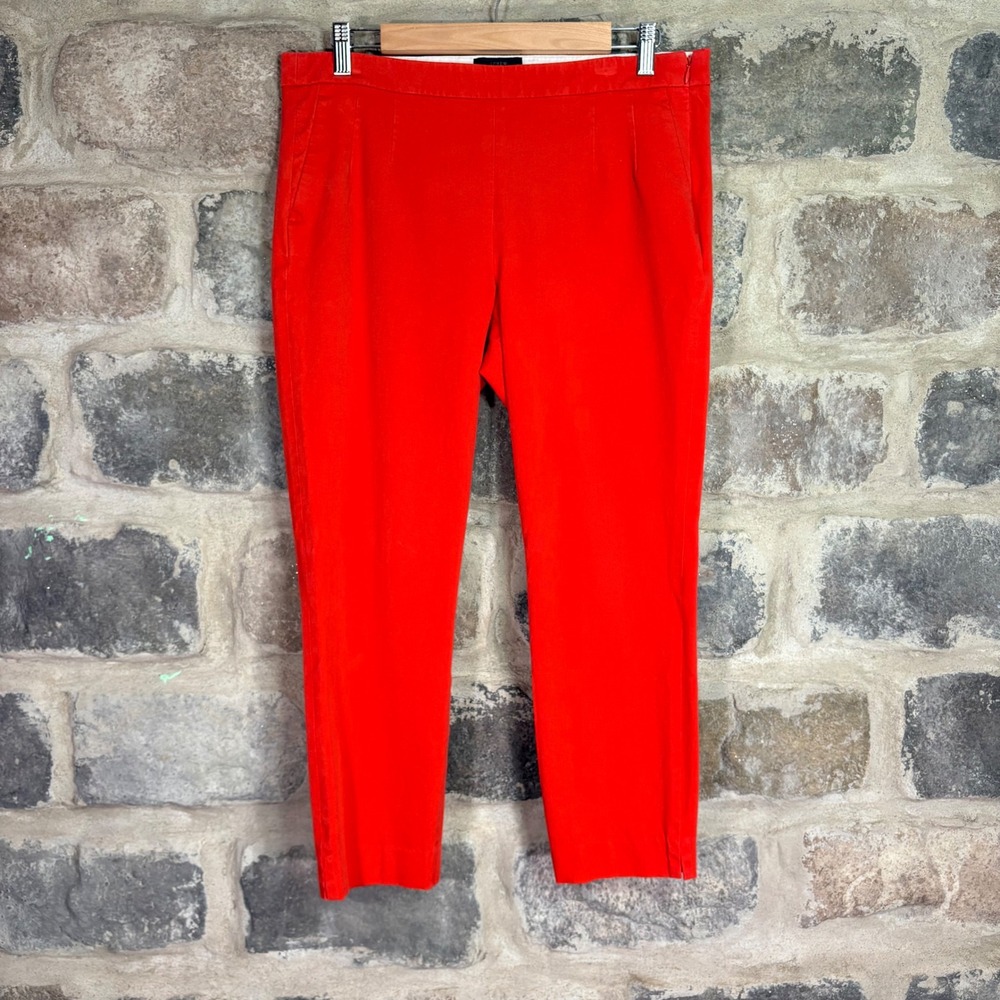 J.Crew Martie Pants Red Slim Cropped Side Zip Trousers B8521 Womens 12 Preppy